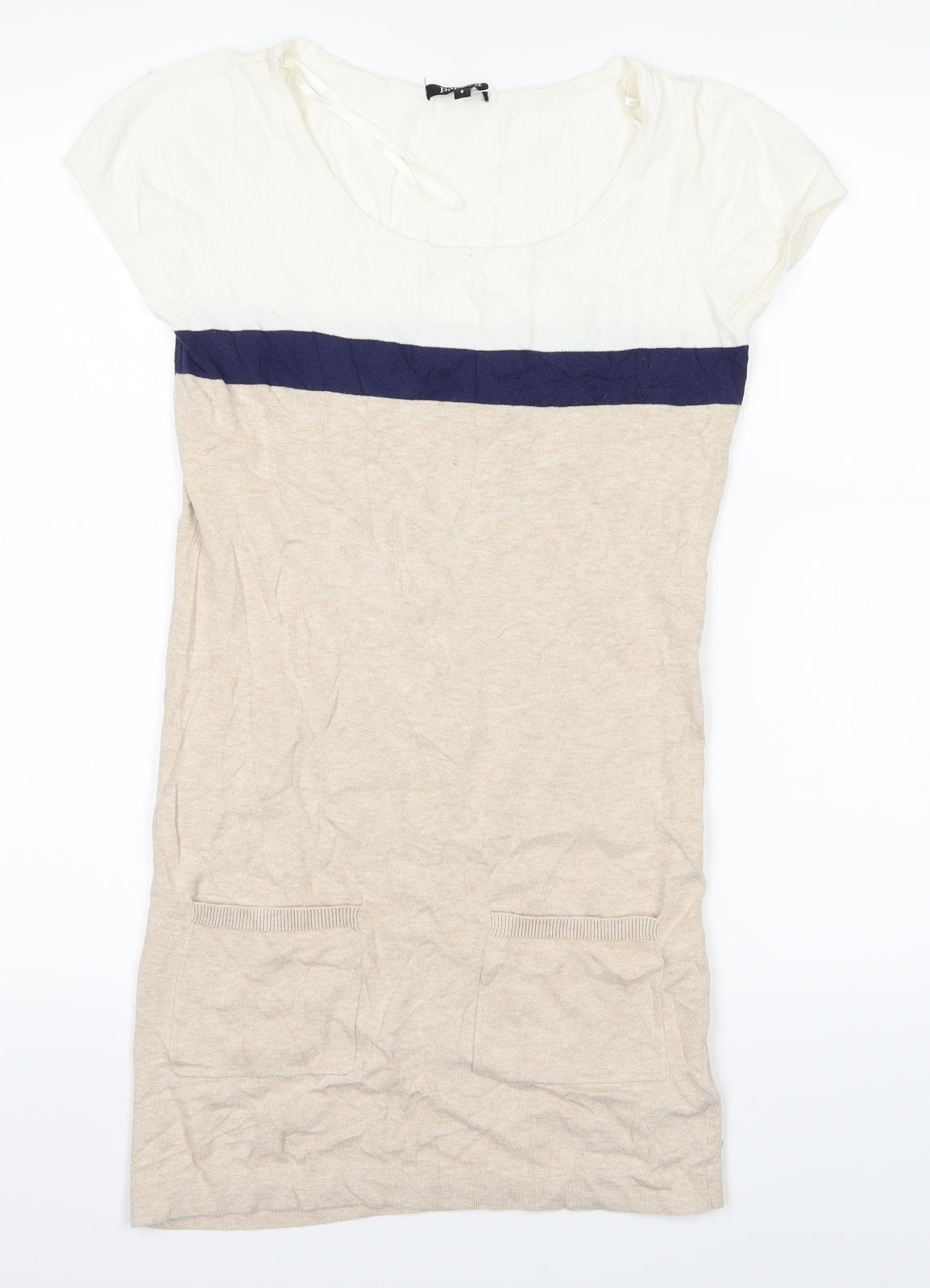 Matalan Womens Beige Striped  Shirt Dress  Size 8