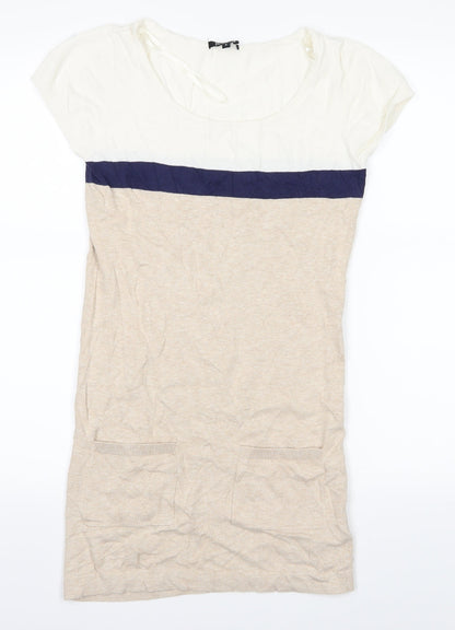 Matalan Womens Beige Striped  Shirt Dress  Size 8