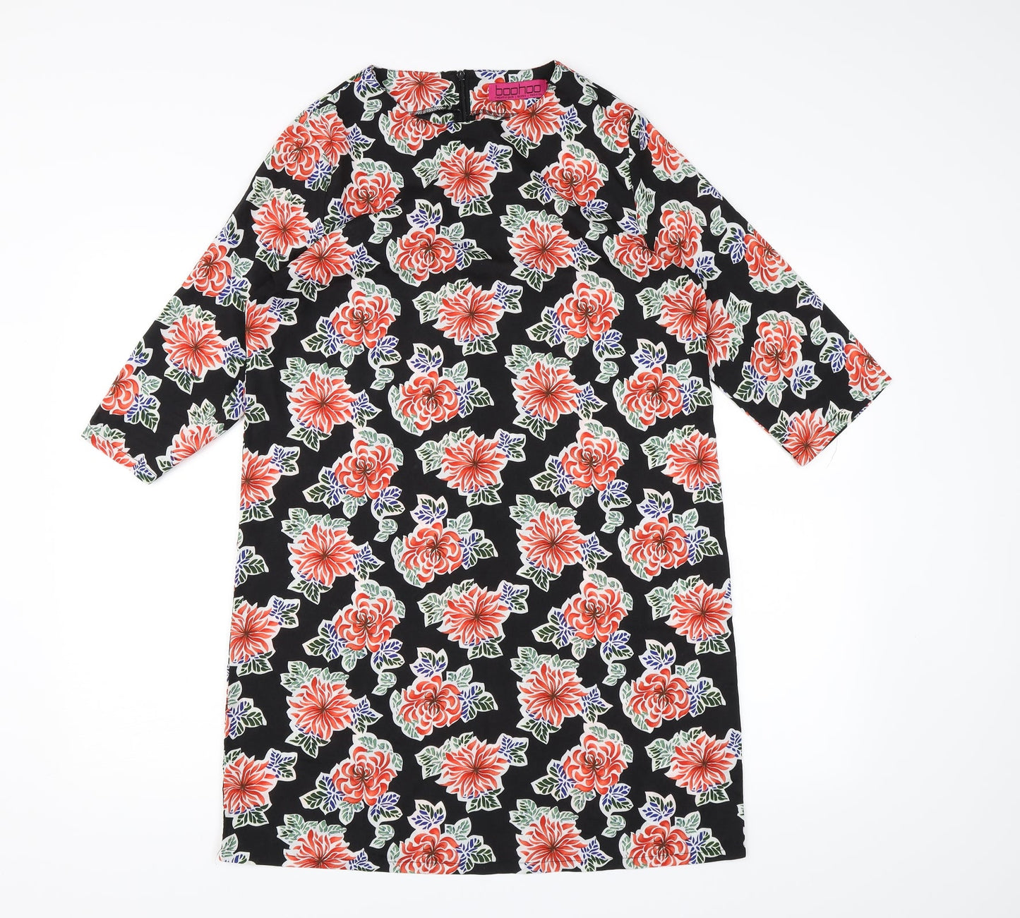 Boohoo Womens Black Floral Chiffon A-Line  Size 10