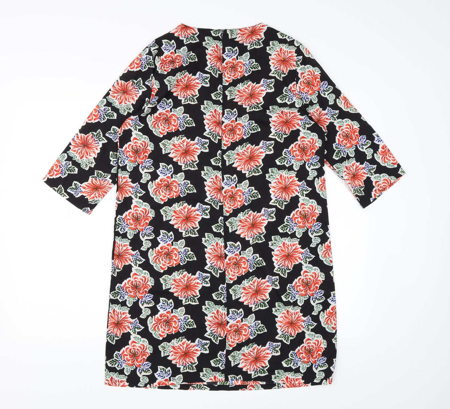 Boohoo Womens Black Floral Chiffon A-Line  Size 10