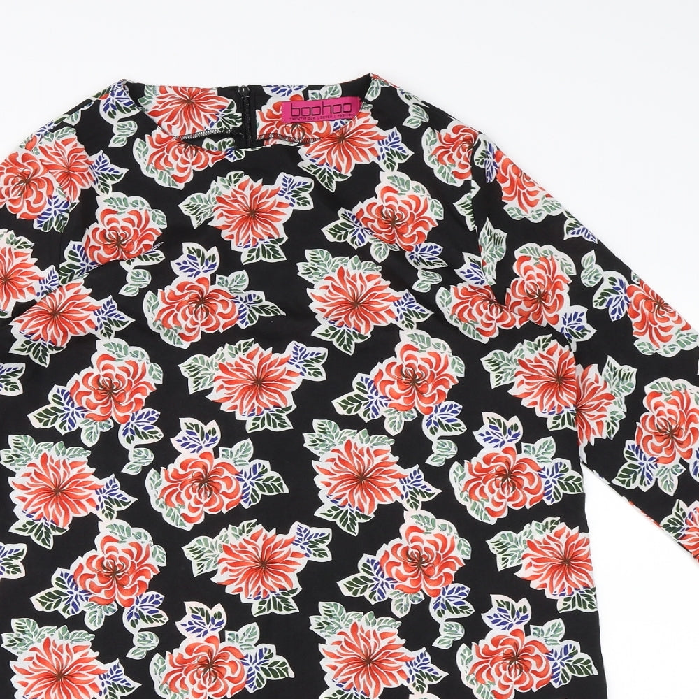 Boohoo Womens Black Floral Chiffon A-Line  Size 10