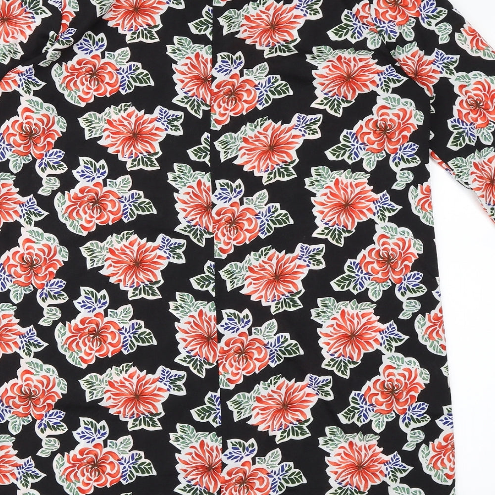 Boohoo Womens Black Floral Chiffon A-Line  Size 10