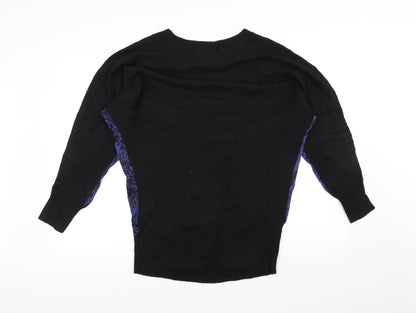 Womens UK Size 8 Seraphine Black Basic T-Shirt