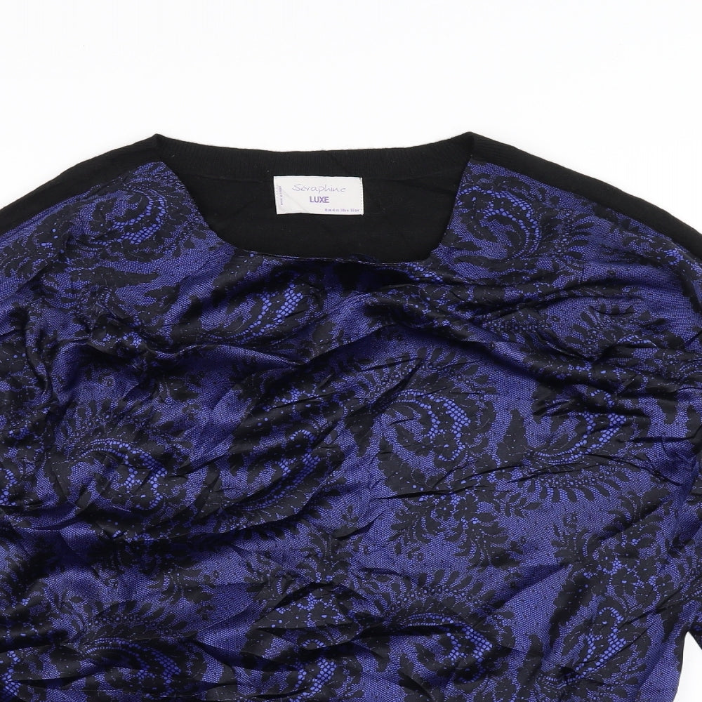 Womens UK Size 8 Seraphine Black Basic T-Shirt
