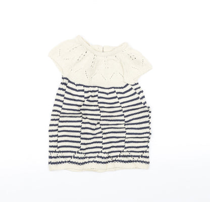 NEXT Girls White Striped Knit A-Line  Size 9-12 Months