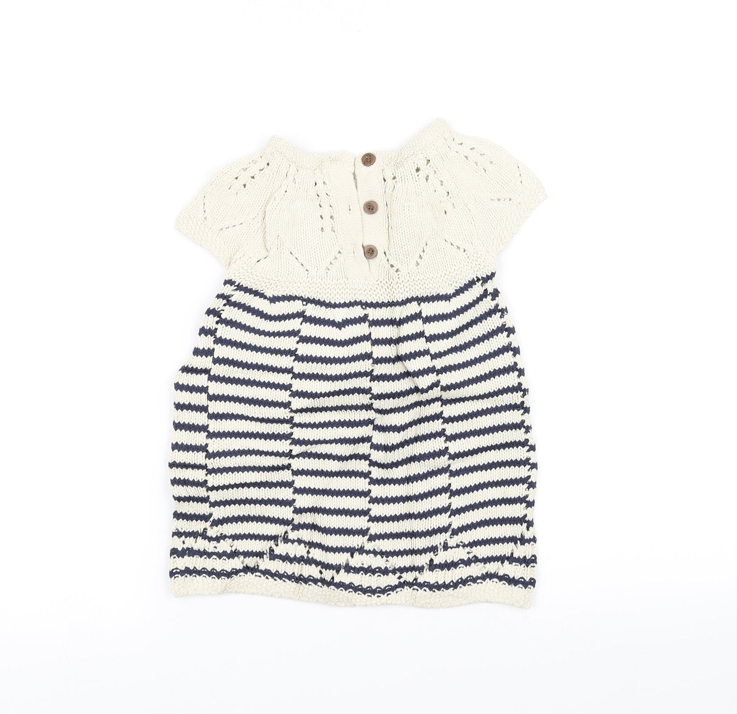 NEXT Girls White Striped Knit A-Line  Size 9-12 Months