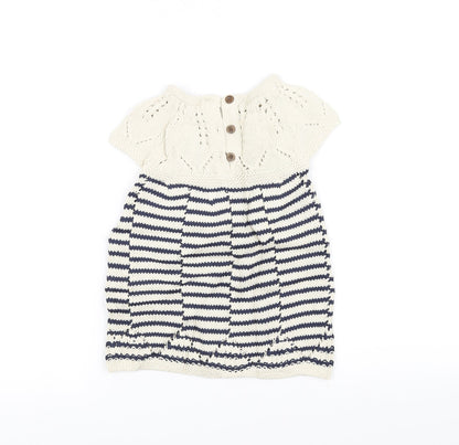 NEXT Girls White Striped Knit A-Line  Size 9-12 Months
