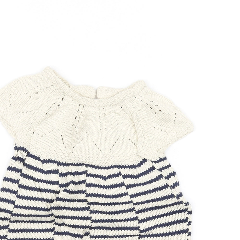 NEXT Girls White Striped Knit A-Line  Size 9-12 Months