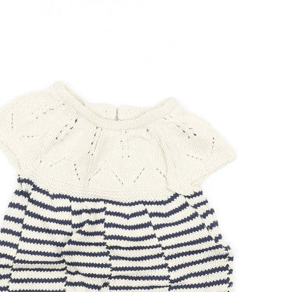 NEXT Girls White Striped Knit A-Line  Size 9-12 Months