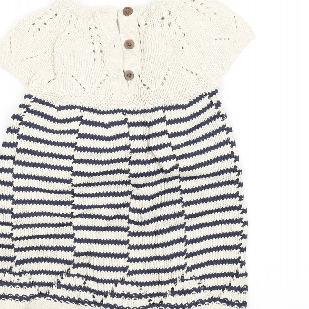 NEXT Girls White Striped Knit A-Line  Size 9-12 Months