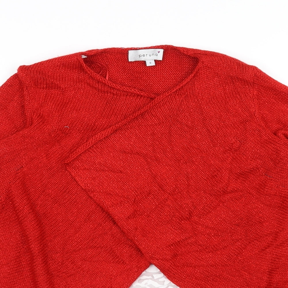 Per Una Womens Red  Knit Pullover Jumper Size 8