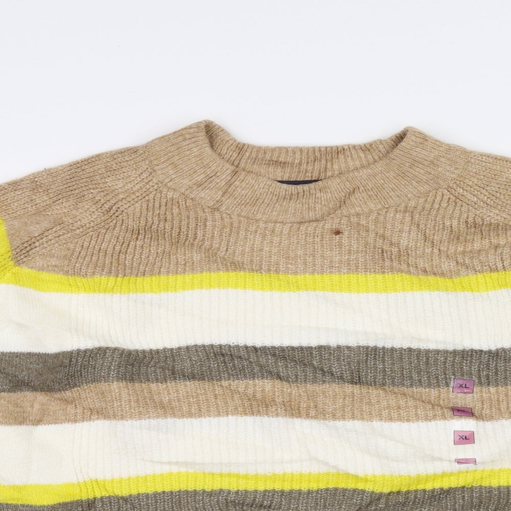 Marks and Spencer Womens White Striped Knit Pullover Jumper Size XL