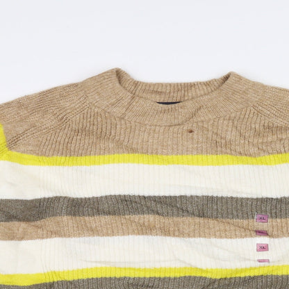 Marks and Spencer Womens White Striped Knit Pullover Jumper Size XL