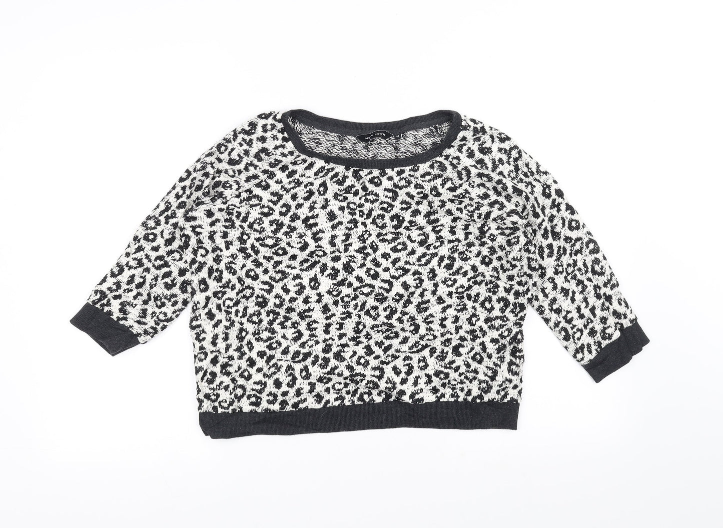 New Look Womens Black Animal Print Knit Pullover Jumper Size 10