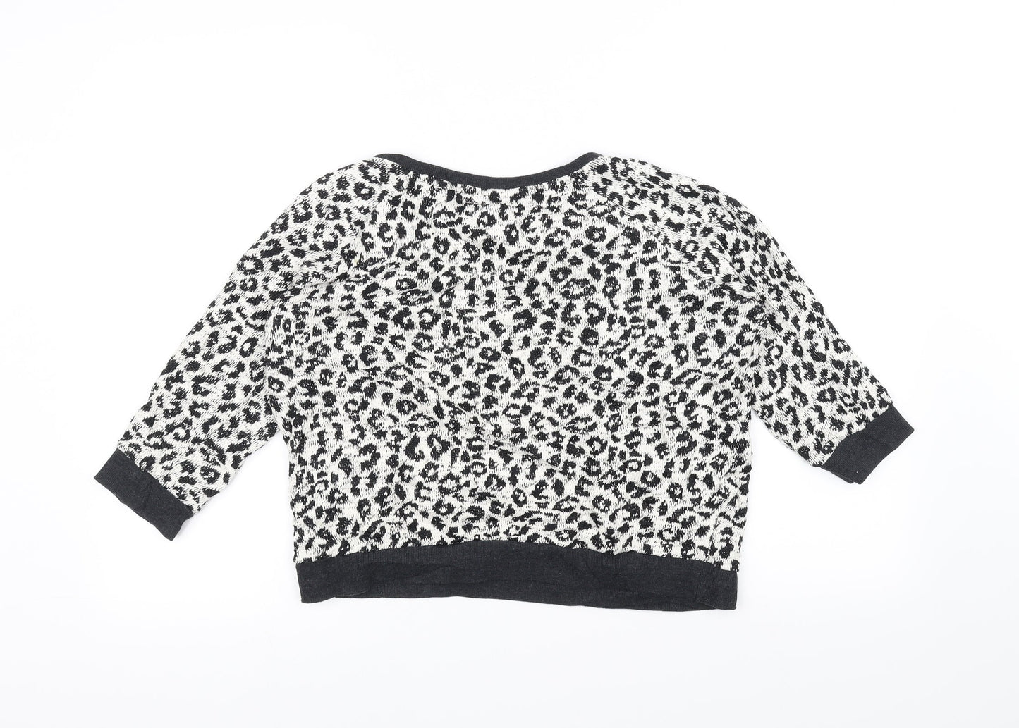 New Look Womens Black Animal Print Knit Pullover Jumper Size 10