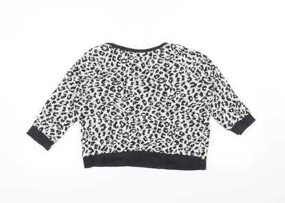 New Look Womens Black Animal Print Knit Pullover Jumper Size 10