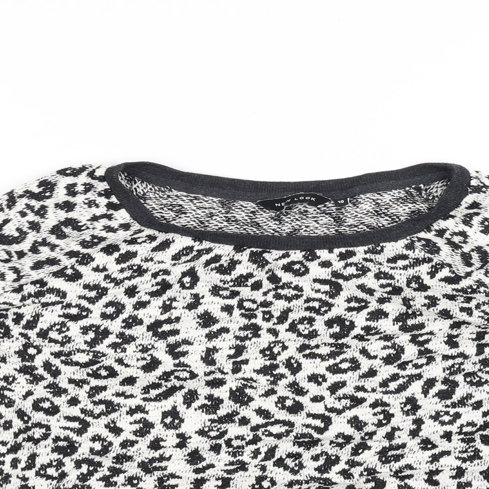 New Look Womens Black Animal Print Knit Pullover Jumper Size 10