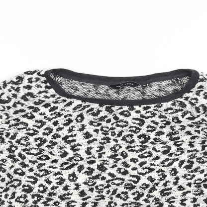 New Look Womens Black Animal Print Knit Pullover Jumper Size 10