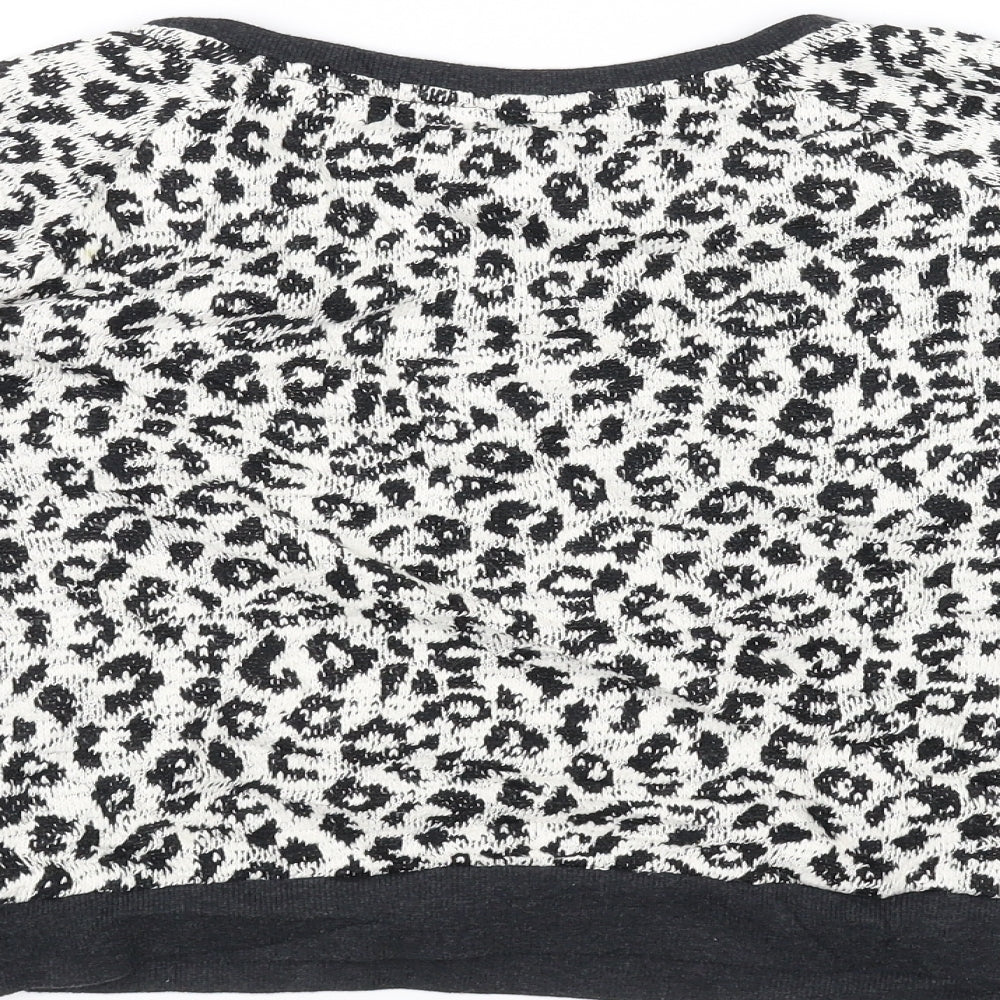 New Look Womens Black Animal Print Knit Pullover Jumper Size 10