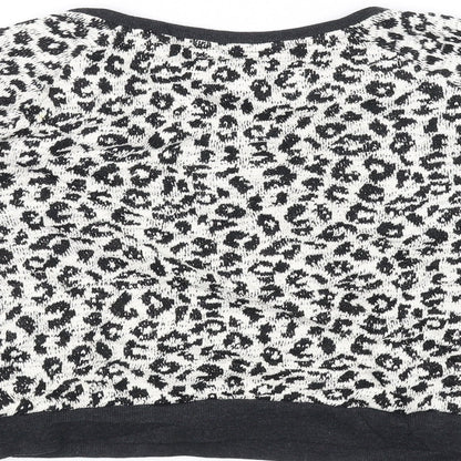New Look Womens Black Animal Print Knit Pullover Jumper Size 10