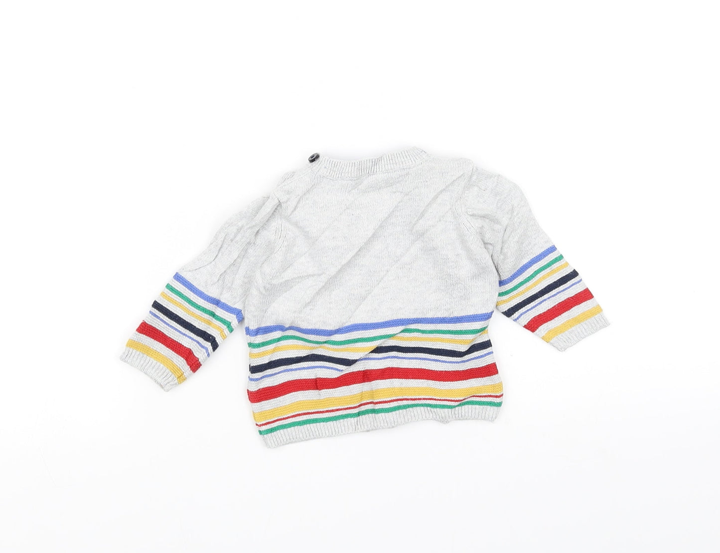 TU Baby Grey Striped Knit Pullover Jumper Size 0-3 Months  - Dog