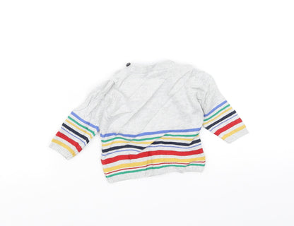 TU Baby Grey Striped Knit Pullover Jumper Size 0-3 Months  - Dog