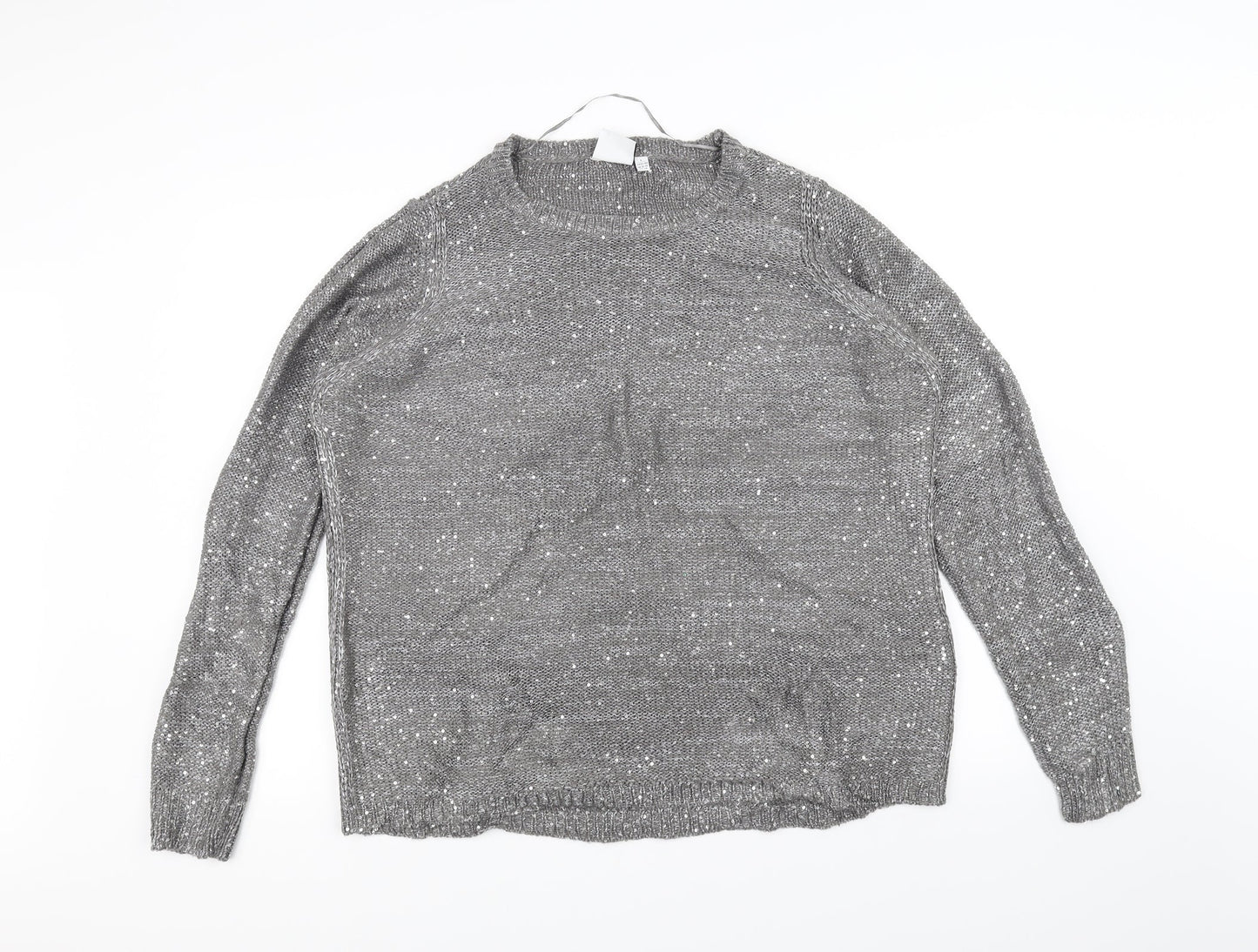 JUNAROSE Womens Grey  Knit Pullover Jumper Size L