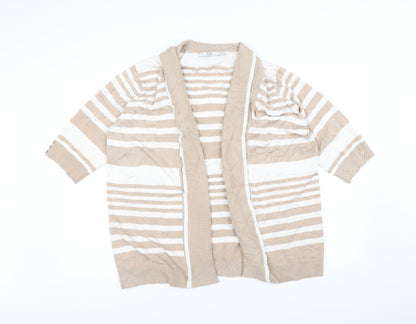 isle Womens Beige Striped  Cardigan Jumper Size 18