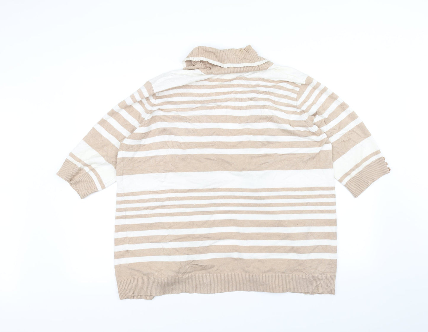 isle Womens Beige Striped  Cardigan Jumper Size 18