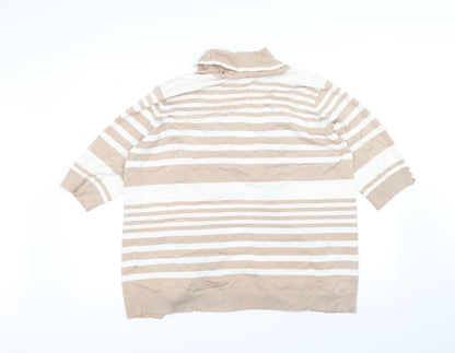isle Womens Beige Striped  Cardigan Jumper Size 18