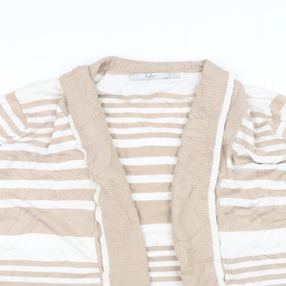 isle Womens Beige Striped  Cardigan Jumper Size 18