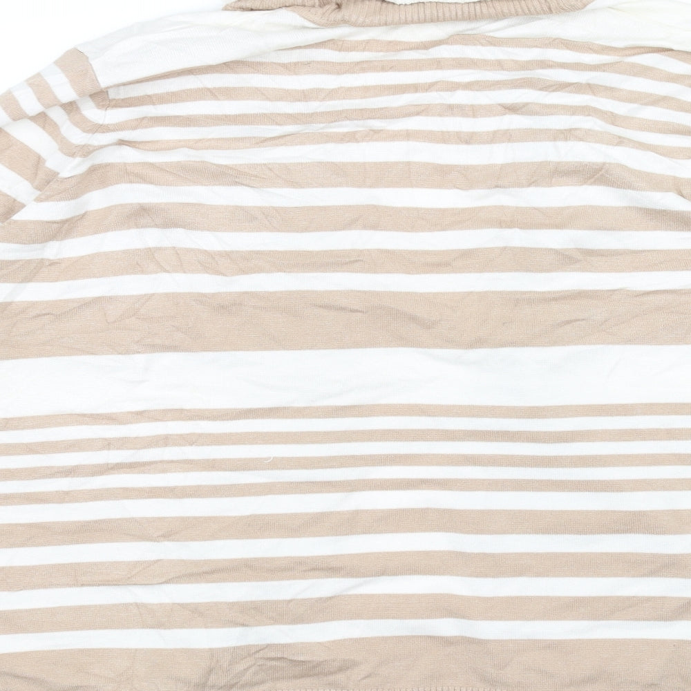 isle Womens Beige Striped  Cardigan Jumper Size 18