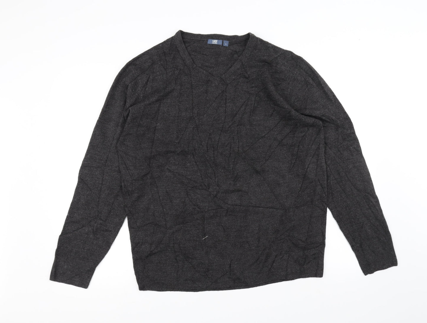 Easy Mens Black  Knit Pullover Jumper Size L