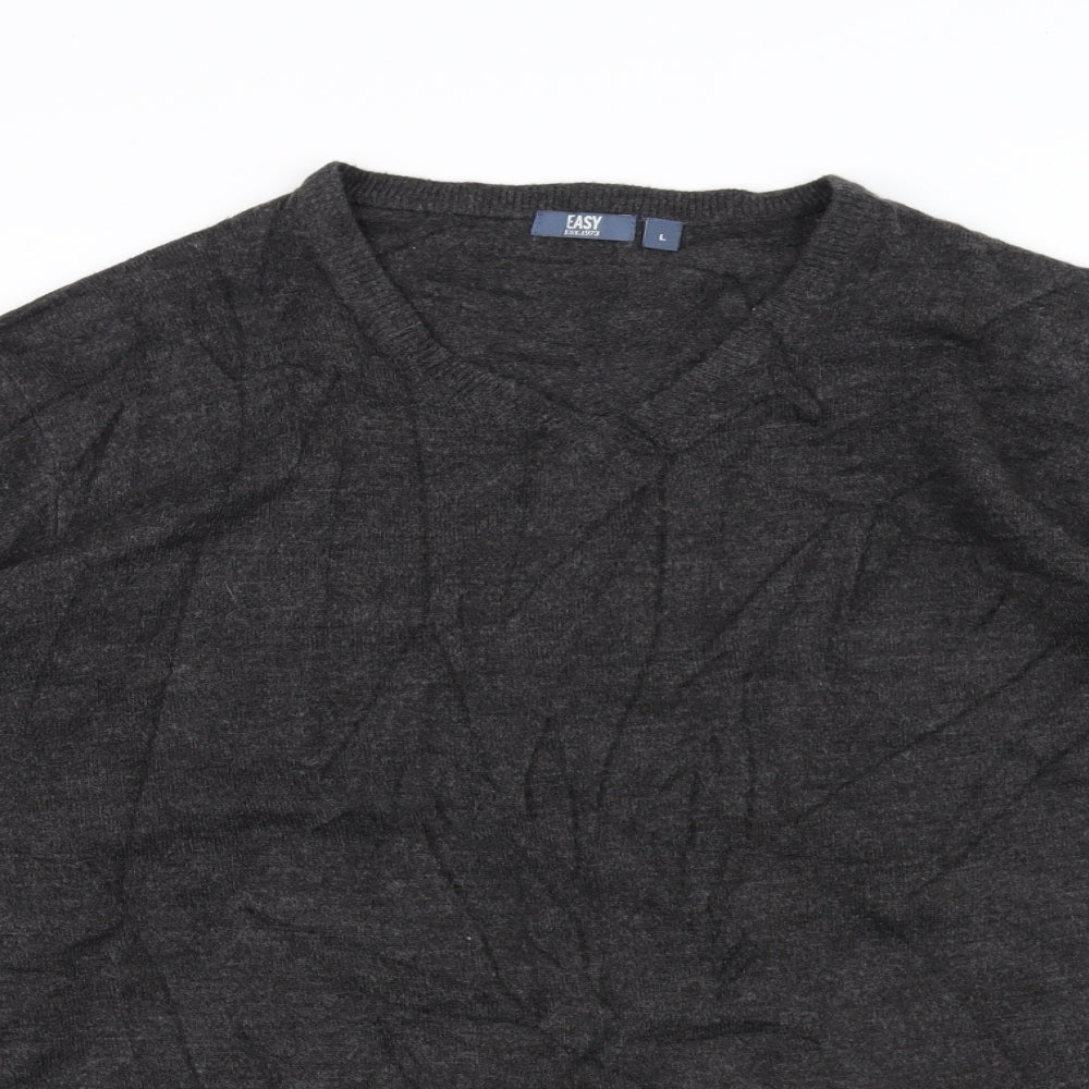 Easy Mens Black  Knit Pullover Jumper Size L