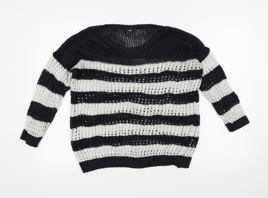 Wallis Womens Blue Striped  Pullover Jumper Size M