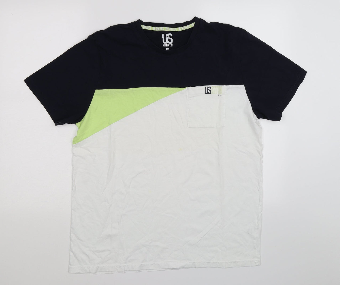 US Auth Mens White Colourblock   T-Shirt Size L