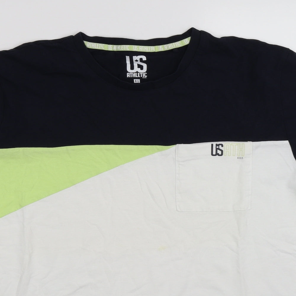 US Auth Mens White Colourblock   T-Shirt Size L