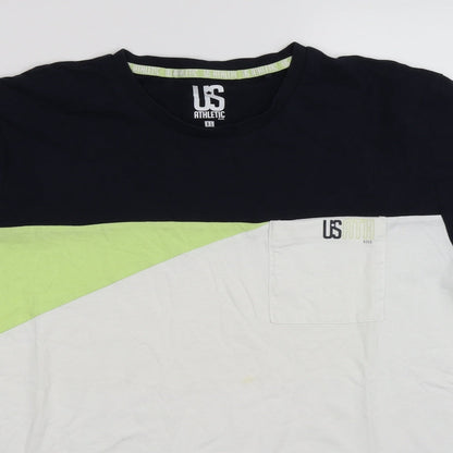 US Auth Mens White Colourblock   T-Shirt Size L