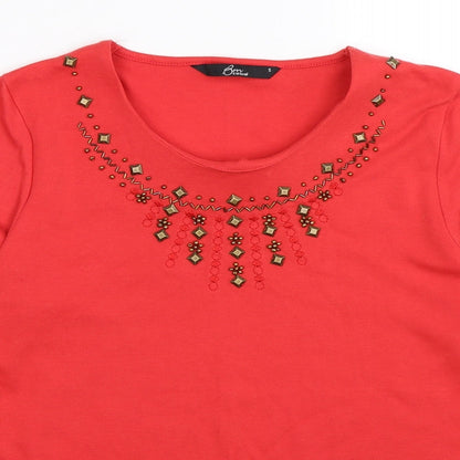 Womens UK Size 10 Bonmarché Red Basic T-Shirt