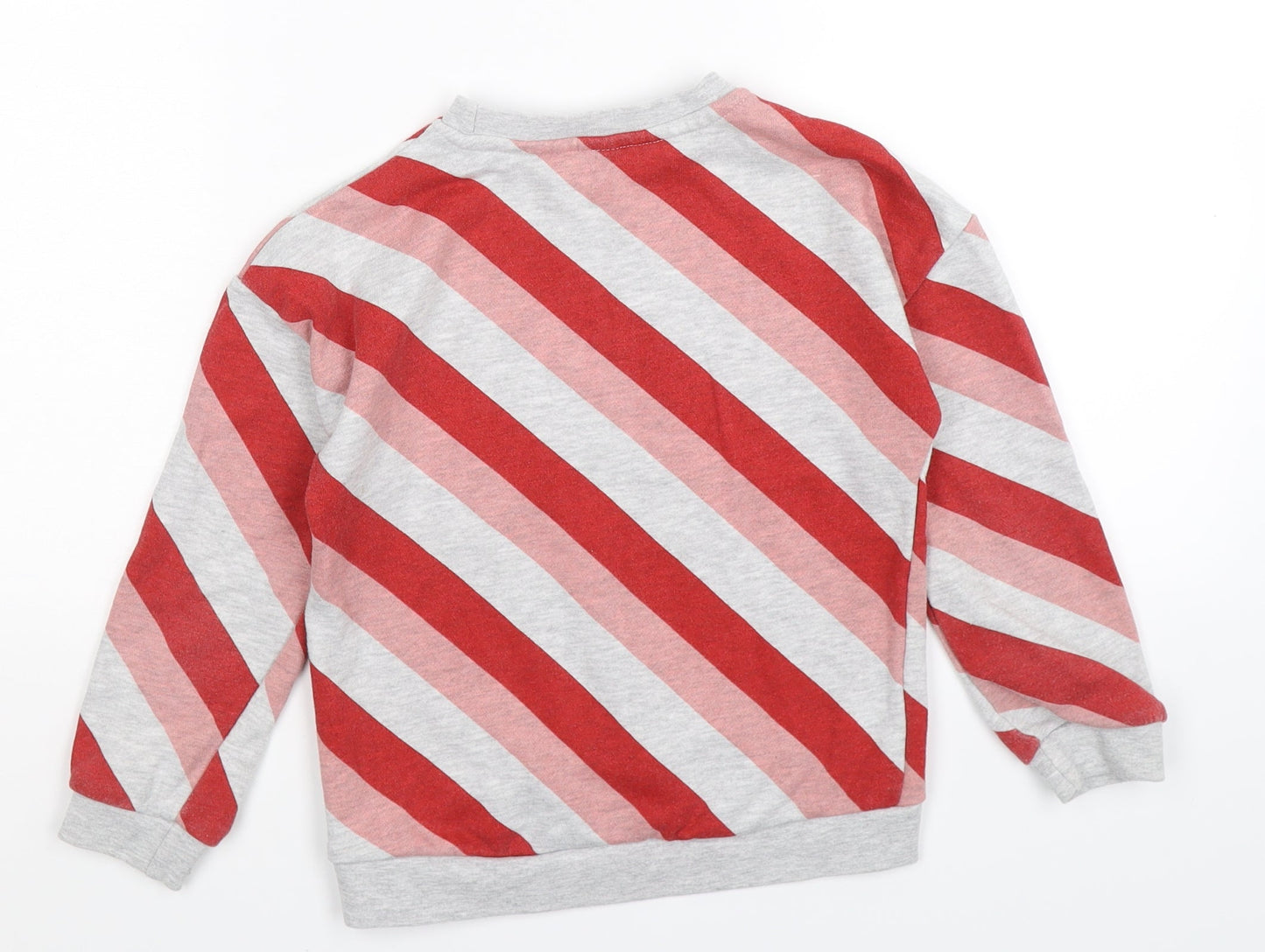 TU Boys Grey Striped Jersey Pullover Sweatshirt Size 8 Years  - happy red stripes