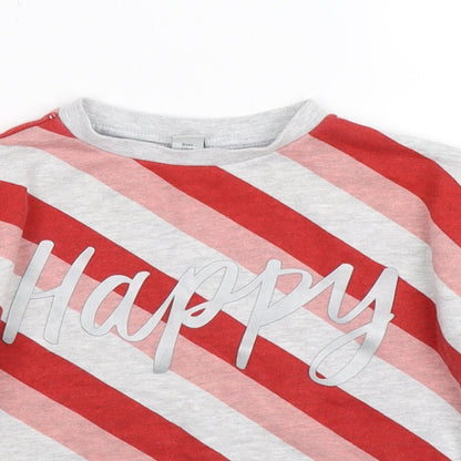 TU Boys Grey Striped Jersey Pullover Sweatshirt Size 8 Years  - happy red stripes