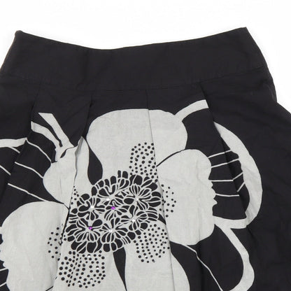 King La Womens Black Floral  A-Line Skirt Size L