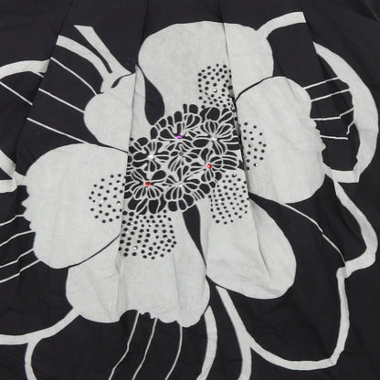 King La Womens Black Floral  A-Line Skirt Size L