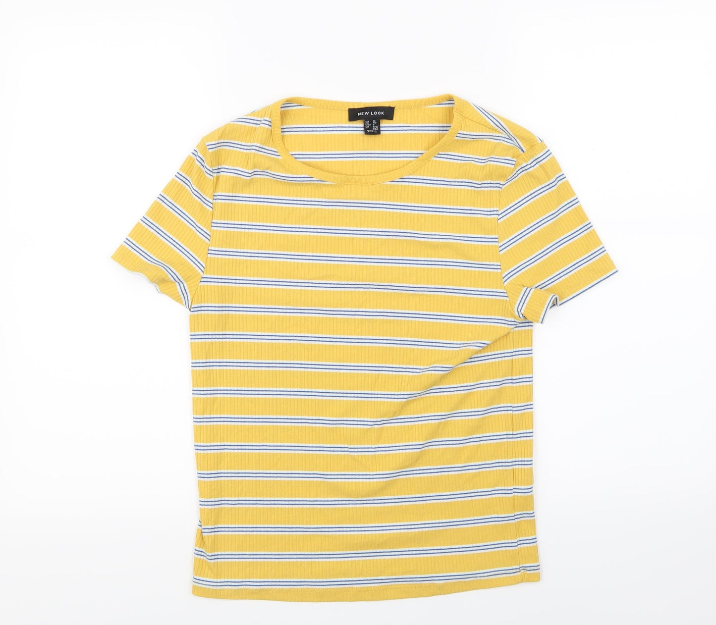 Womens UK Size 12 New Look Yellow Basic T-Shirt