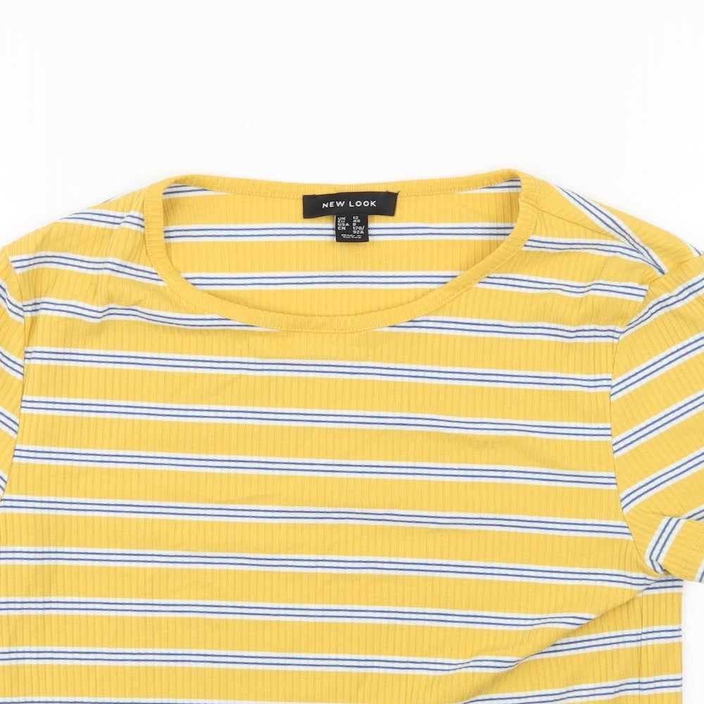 Womens UK Size 12 New Look Yellow Basic T-Shirt