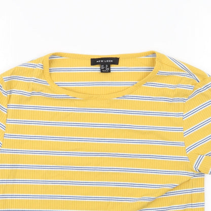 Womens UK Size 12 New Look Yellow Basic T-Shirt