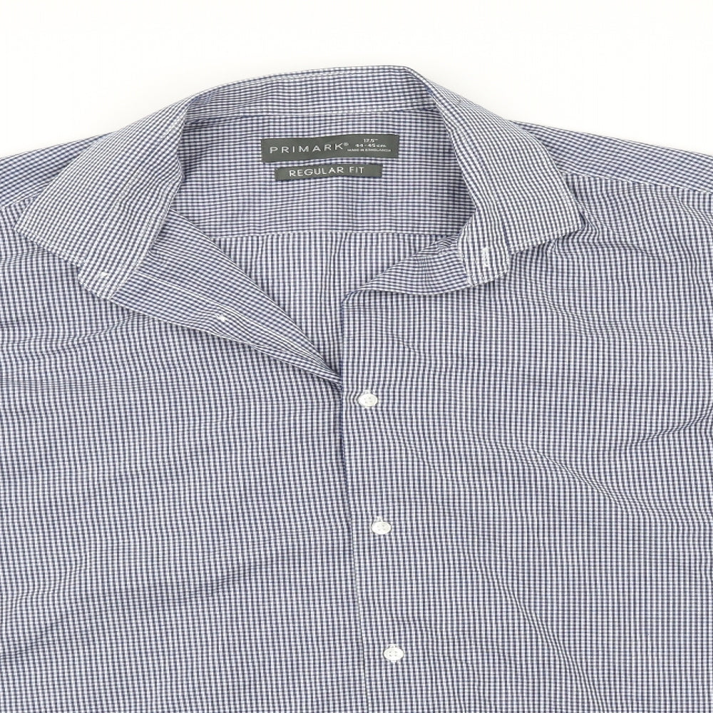 Primark Mens Blue Check   Button-Up Size 17.5