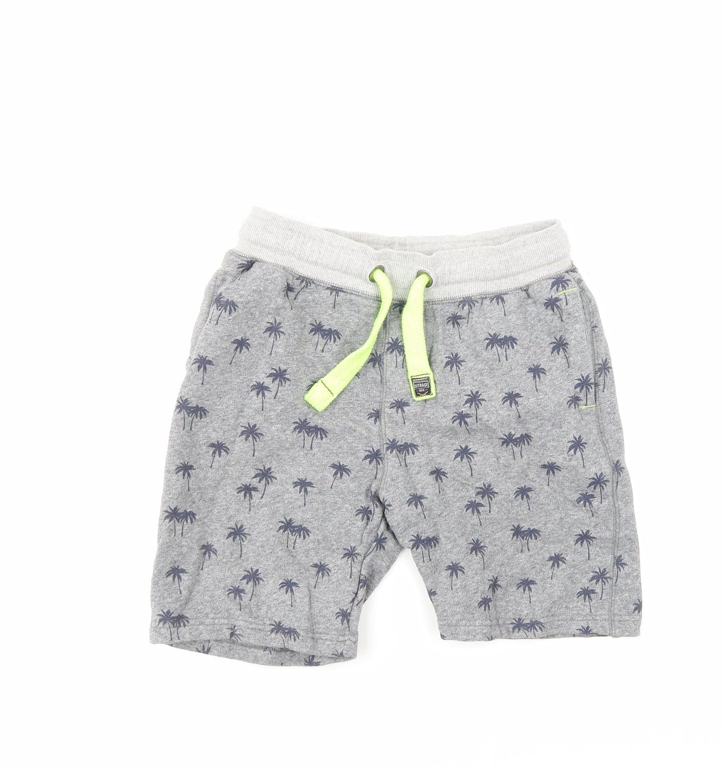 Outrage Boys Grey Floral  Sweat Shorts Size 9-10 Years