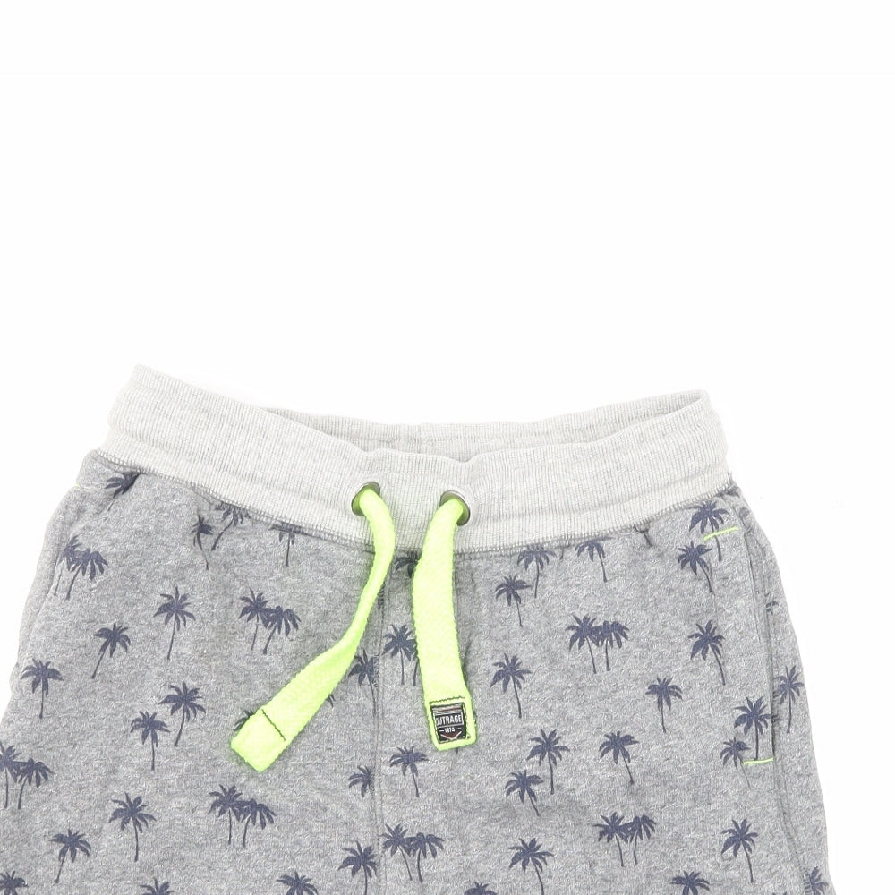 Outrage Boys Grey Floral  Sweat Shorts Size 9-10 Years