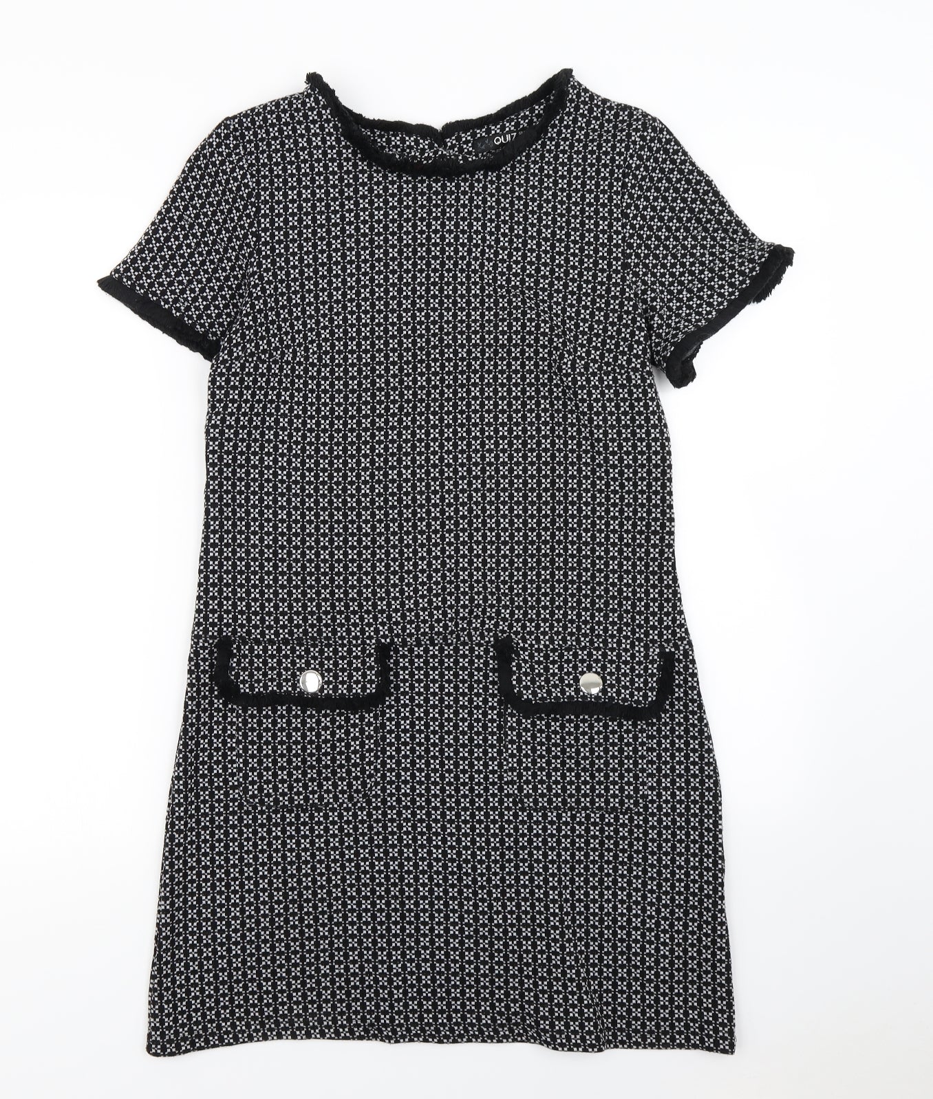 Quiz Womens Black Herringbone  Mini  Size 8